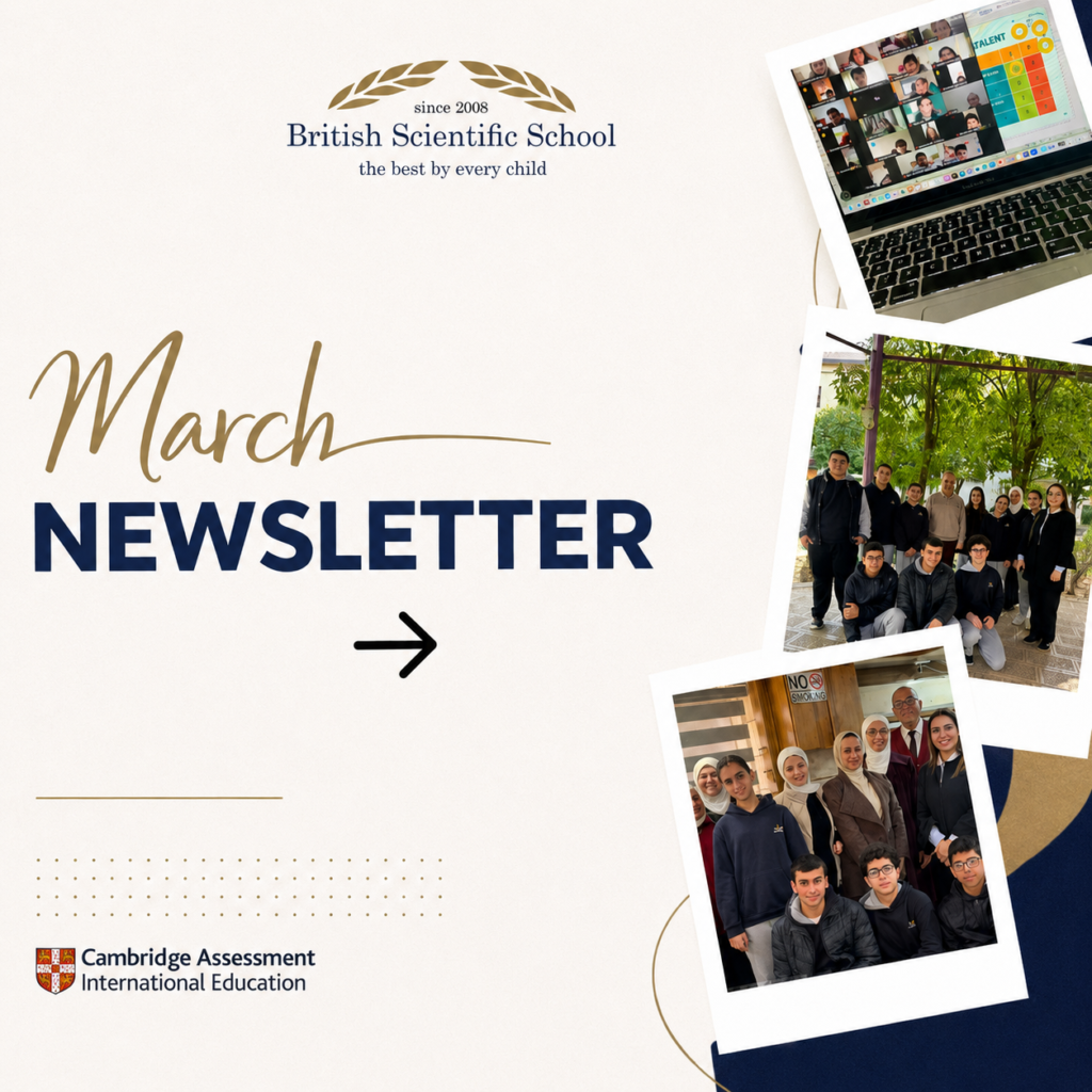 Empowering Minds and Celebrating Values: Our March Highlights British Scientific School Ramadan greeting with golden crescent and mosque illustration